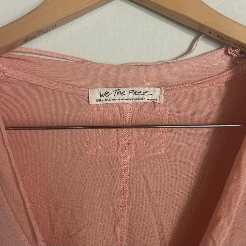 Free People We The Free Colby long sleeve top Pink Peachy Size XL Lightweight